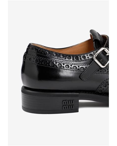 church's x miu miu brushed leather double monk brogue shoes|church's x miu.